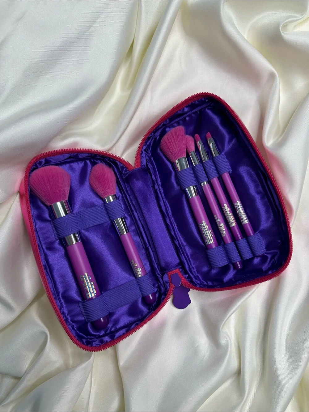 Revolution Metallic Hot Pink Bratz Cosmetic Pouch Makeup Bag and Brush Set